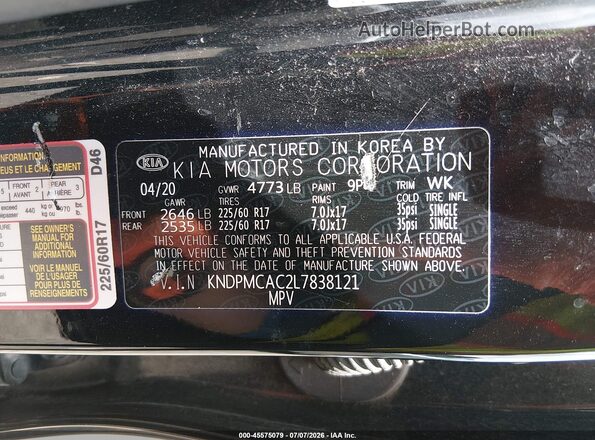 KNDPMCAC2L7838121 2020 KIA SPORTAGE Black Շարժիչի բաժամունքի տեսք