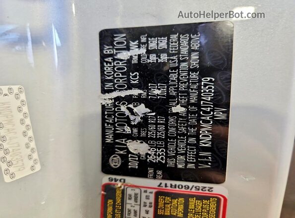 KNDPMCAC4J7403579 2018 KIA SPORTAGE Silver VIN sticker view