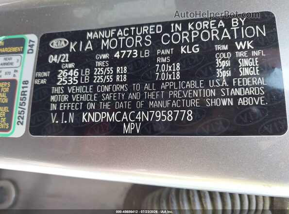 KNDPMCAC4N7958778 2022 KIA SPORTAGE Silver ძრავის განყოფილების ხედი