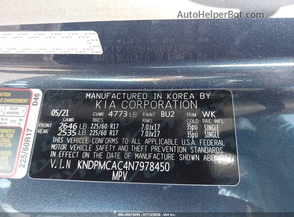 KNDPMCAC4N7978450 2022 KIA SPORTAGE Dark Blue ძრავის განყოფილების ხედი