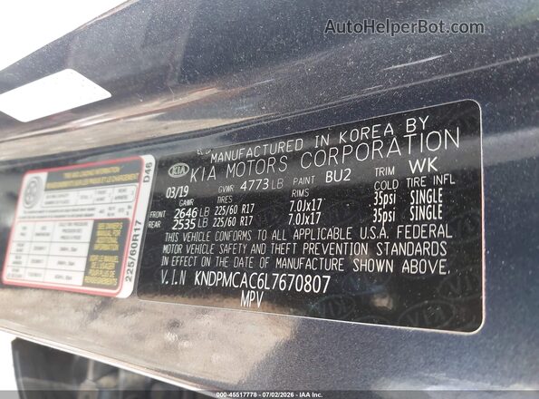 KNDPMCAC6L7670807 2020 KIA SPORTAGE Dark Blue Engine compartment view