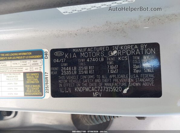 KNDPMCAC7J7315920 2018 KIA SPORTAGE Silver Engine compartment view