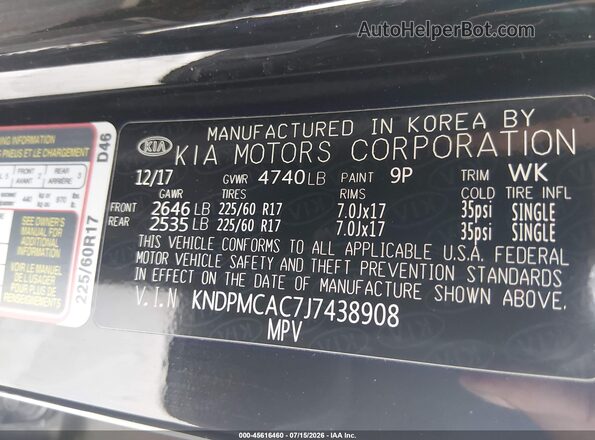 KNDPMCAC7J7438908 2018 KIA SPORTAGE Black Շարժիչի բաժամունքի տեսք