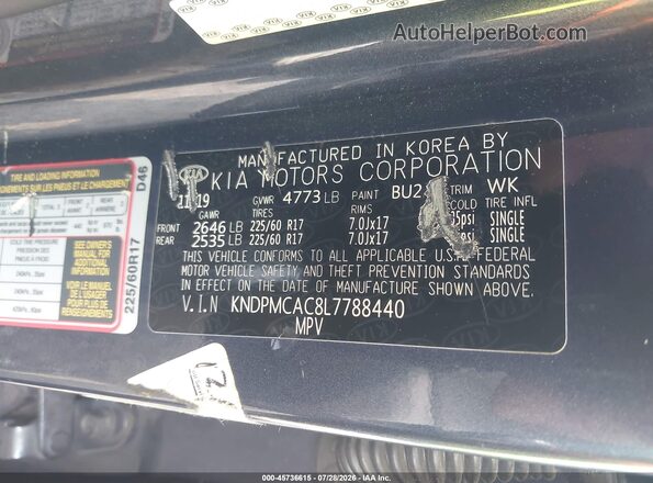 KNDPMCAC8L7788440 2020 KIA SPORTAGE Dark Blue Вид підкапотного простору