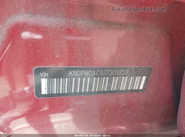 KNDPMCAC9J7303753 2018 KIA SPORTAGE Red ძრავის განყოფილების ხედი