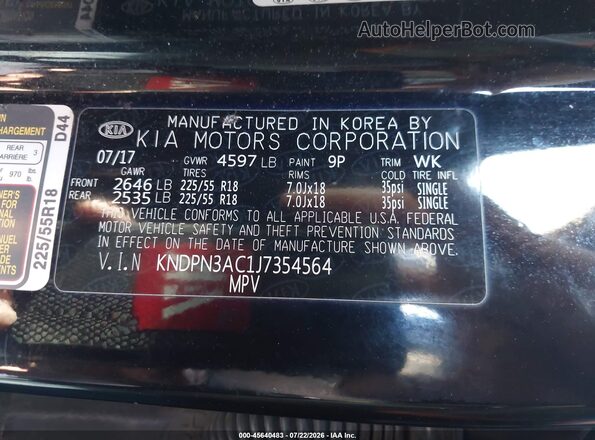 KNDPN3AC1J7354564 2018 KIA SPORTAGE Black Engine compartment view