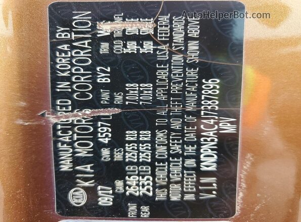 KNDPN3AC4J7387896 2018 KIA SPORTAGE Tan Vista interior de 360 grados