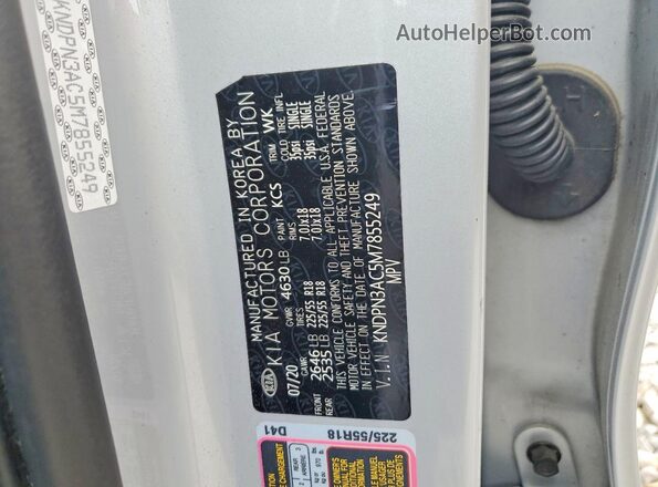 KNDPN3AC5M7855249 2021 KIA SPORTAGE Серебряный Вид наклейки с VIN-кодом