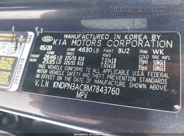 KNDPN3AC8M7843760 2021 KIA SPORTAGE Blue Շարժիչի բաժամունքի տեսք