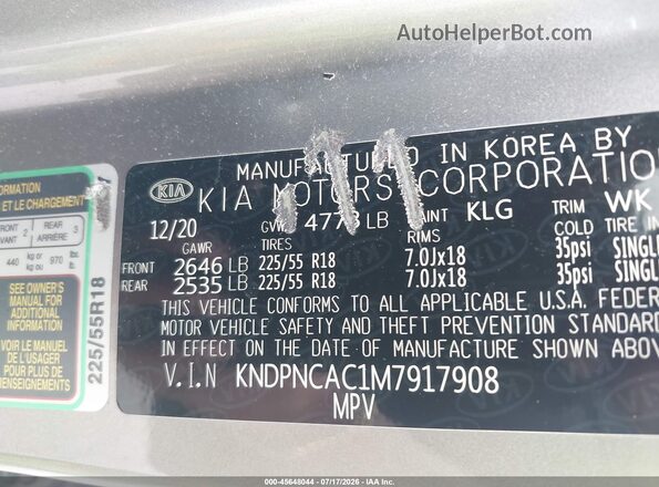 KNDPNCAC1M7917908 2021 KIA SPORTAGE Gray Vista del compartimento del motor