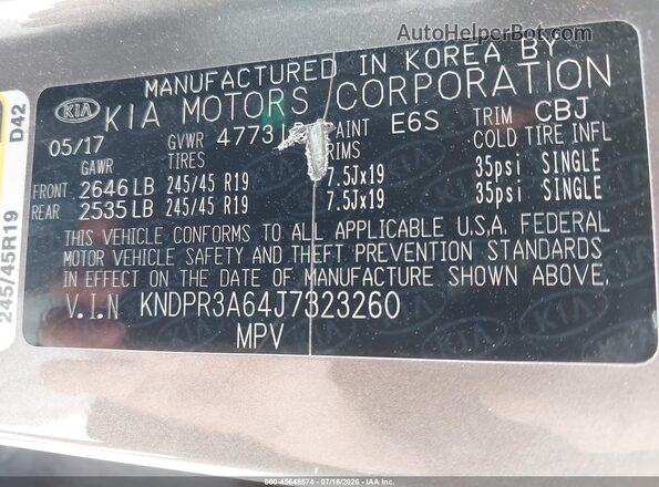 KNDPR3A64J7323260 2018 KIA SPORTAGE Серый Вид подкапотного пространства