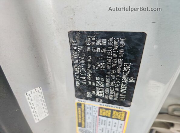 KNDPRCA69N7028161 2022 KIA SPORTAGE Silver Vista de la etiqueta del VIN