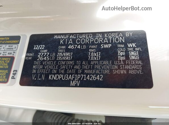 KNDPU3AF1P7142642 2023 KIA SPORTAGE Белый Вид подкапотного пространства