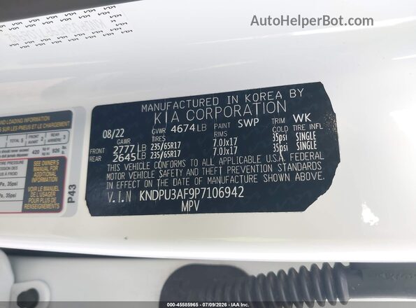KNDPU3AF9P7106942 2023 KIA SPORTAGE Белый Вид подкапотного пространства