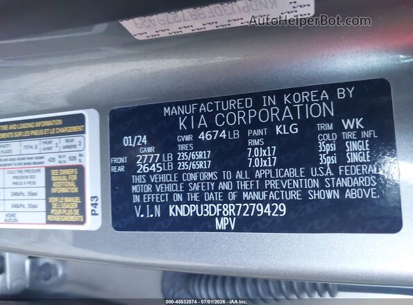 KNDPU3DF8R7279429 2024 KIA SPORTAGE Silver Engine compartment view