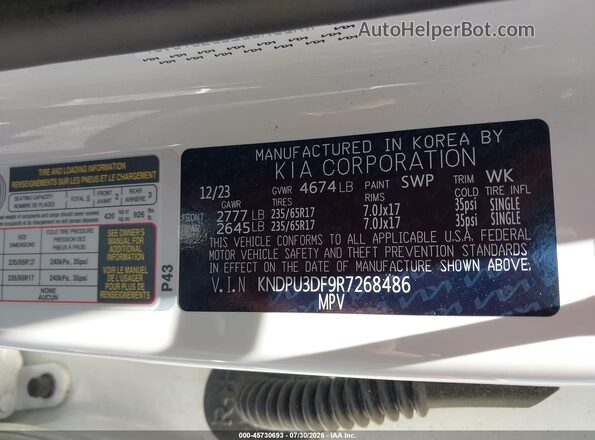 KNDPU3DF9R7268486 2024 KIA SPORTAGE Черный Вид подкапотного пространства