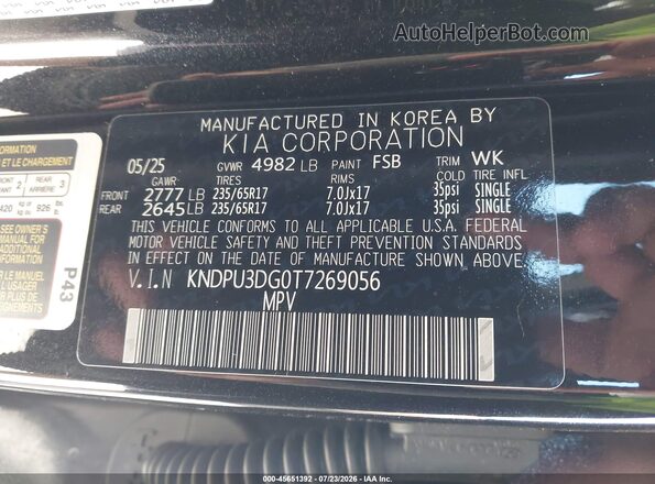 KNDPU3DG0T7269056 2026 KIA SPORTAGE HYBRID Black Vista del compartimento del motor
