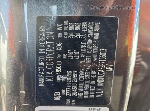 KNDPUCAF2P7166013 2023 KIA SPORTAGE Black VIN sticker view