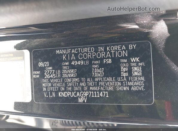 KNDPUCAG9P7111471 2023 KIA SPORTAGE HYBRID Black Widok komory silnika