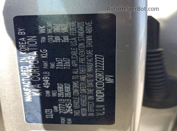 KNDPUCDG0R7122227 2024 KIA SPORTAGE Gray Vista de la etiqueta del VIN