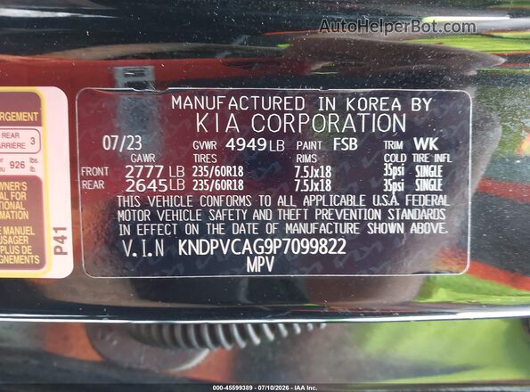 KNDPVCAG9P7099822 2023 KIA SPORTAGE HYBRID Black Вид підкапотного простору