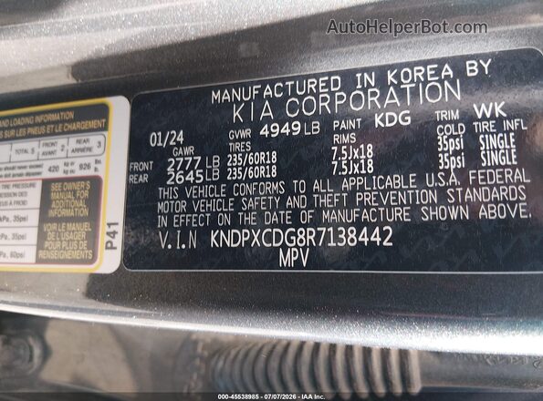 KNDPXCDG8R7138442 2024 KIA SPORTAGE HYBRID Gray Vista del compartimento del motor
