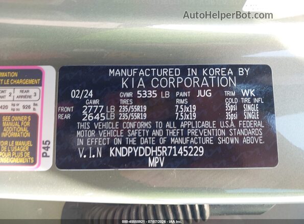 KNDPYDDH5R7145229 2024 KIA SPORTAGE PLUG-IN HYBRID Green Շարժիչի բաժամունքի տեսք