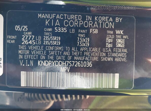 KNDPYDDH7S7261036 2025 KIA SPORTAGE PLUG-IN HYBRID Black Engine compartment view