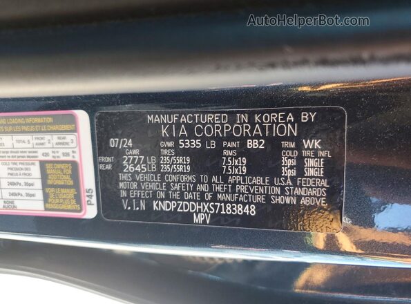 KNDPZDDHXS7183848 2025 KIA SPORTAGE Blue VIN sticker view