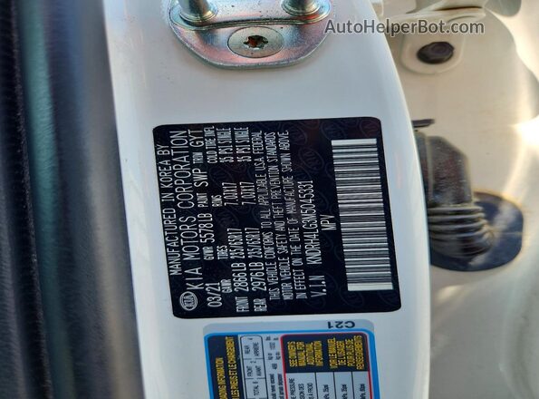 KNDRH4LG3M5045331 2021 KIA SORENTO White Widok naklejki z numerem VIN