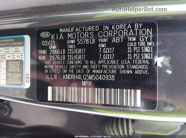 KNDRH4LG5M5040938 2021 KIA SORENTO HYBRID Gray Engine compartment view
