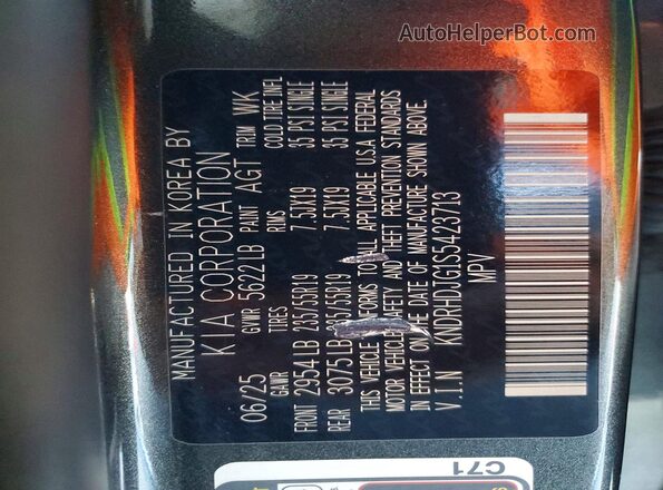 KNDRHDJG1S5423713 2025 KIA SORENTO Gray Вид наклейки з VIN-кодом