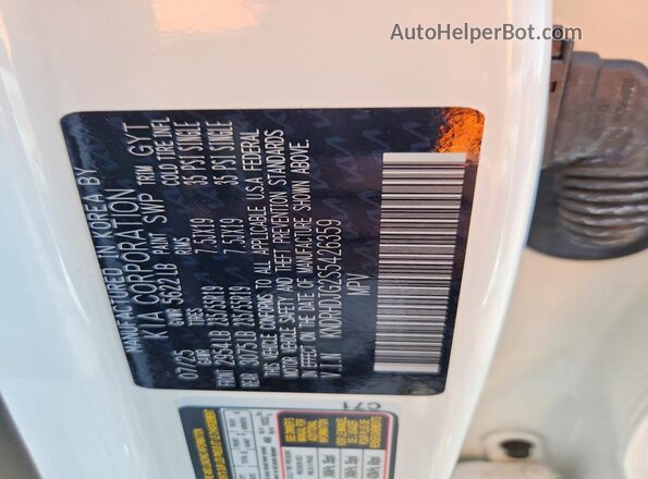 KNDRHDJG2S5426359 2025 KIA SORENTO White Widok naklejki z numerem VIN