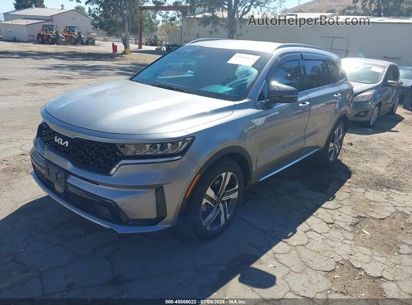 KNDRHDLG5P5175826 2023 KIA SORENTO HYBRID Gray Առջևի ձախ երեք քառորդ տեսարան