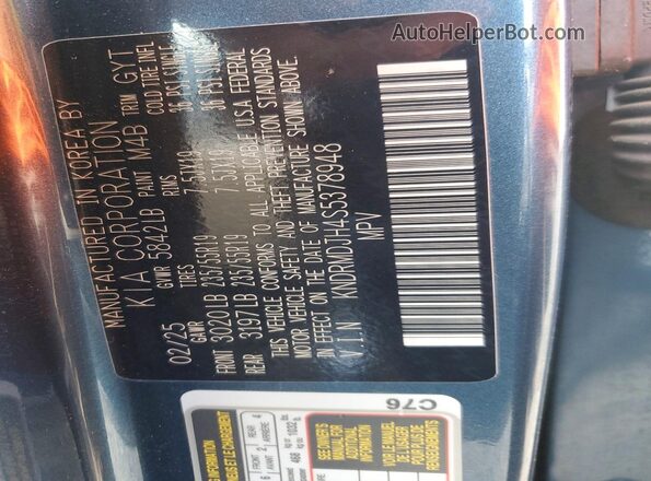 KNDRMDJH4S5378948 2025 KIA SORENTO Blue VIN კოდის სტიკერის ხედი