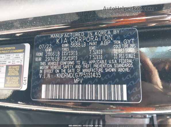 KNDRMDLG7P5131435 2023 KIA SORENTO HYBRID Black Շարժիչի բաժամունքի տեսք