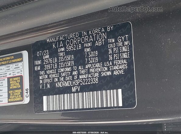 KNDRMDLH3P5222338 2023 KIA SORENTO PLUG-IN HYBRID Gray ძრავის განყოფილების ხედი