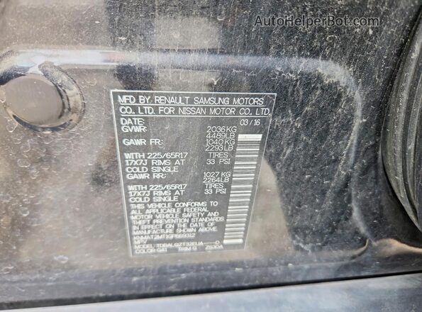 KNMAT2MT1GP669312 2016 NISSAN ROGUE Black VIN sticker view