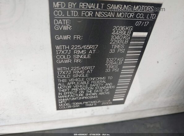 KNMAT2MT2HP601845 2017 NISSAN ROGUE White Engine compartment view