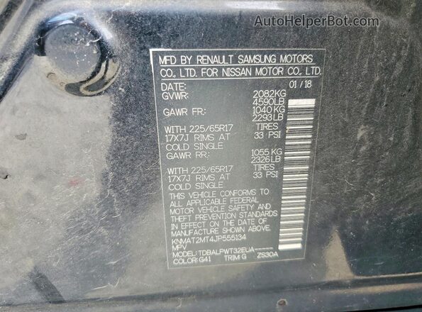 KNMAT2MT4JP555134 2018 NISSAN ROGUE Черный Вид подкапотного пространства