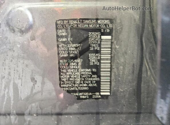 KNMAT2MT5LP532660 2020 NISSAN ROGUE Charcoal VIN sticker view
