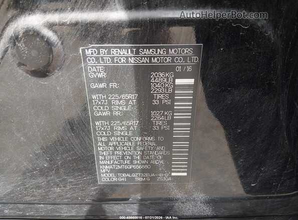 KNMAT2MT6GP656880 2016 NISSAN ROGUE Black Engine compartment view