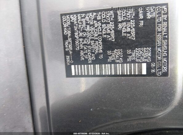 KNMAT2MT6GP730170 2016 NISSAN ROGUE Серый Вид подкапотного пространства