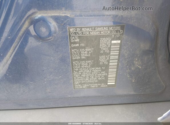 KNMAT2MT7JP533726 2018 NISSAN ROGUE Blue Engine compartment view