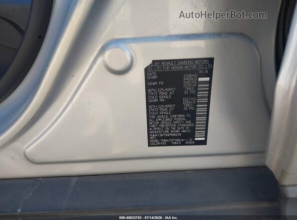 KNMAT2MT9GP696239 2016 NISSAN ROGUE Gray Вид підкапотного простору