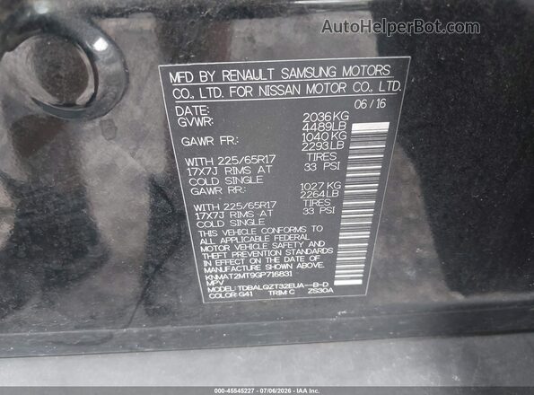KNMAT2MT9GP716831 2016 NISSAN ROGUE Black Widok komory silnika