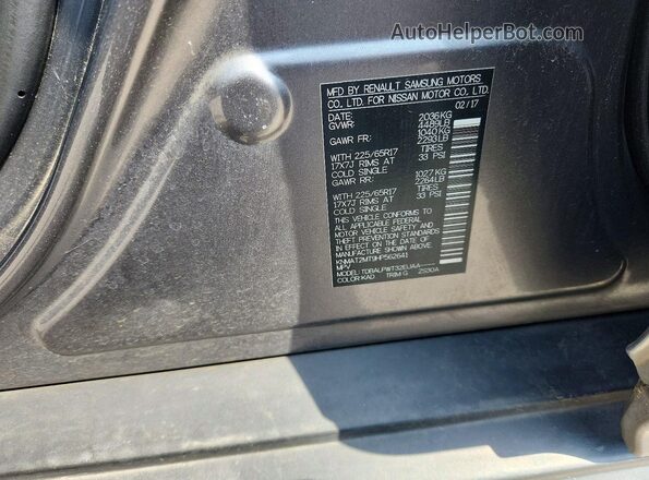 KNMAT2MT9HP562641 2017 NISSAN ROGUE Gray VIN կոդի պիտակի տեսք