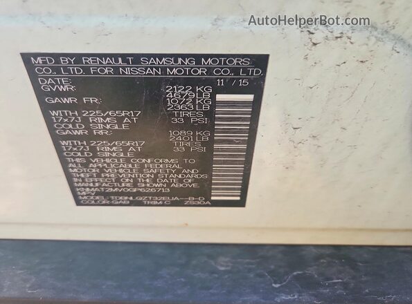 KNMAT2MV0GP626713 2016 NISSAN ROGUE White ძრავის განყოფილების ხედი