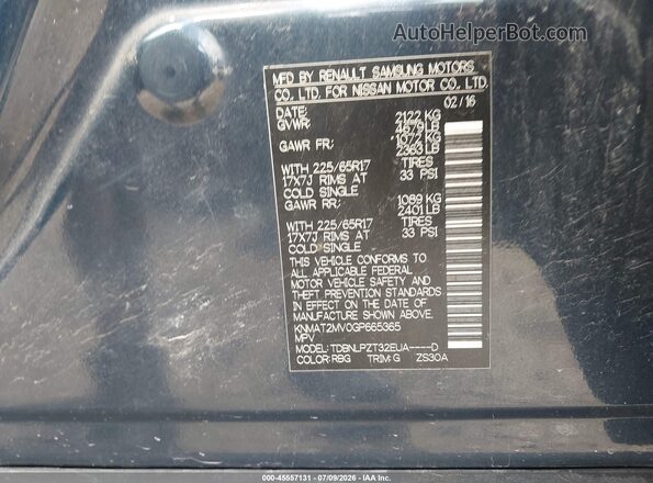 KNMAT2MV0GP665365 2016 NISSAN ROGUE Blue Engine compartment view