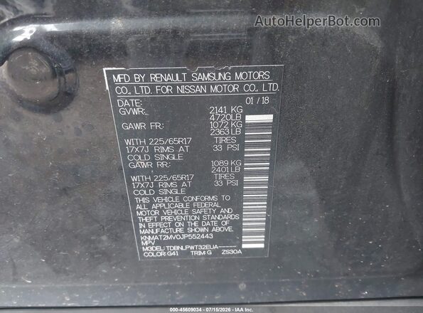 KNMAT2MV0JP552443 2018 NISSAN ROGUE Black Engine compartment view
